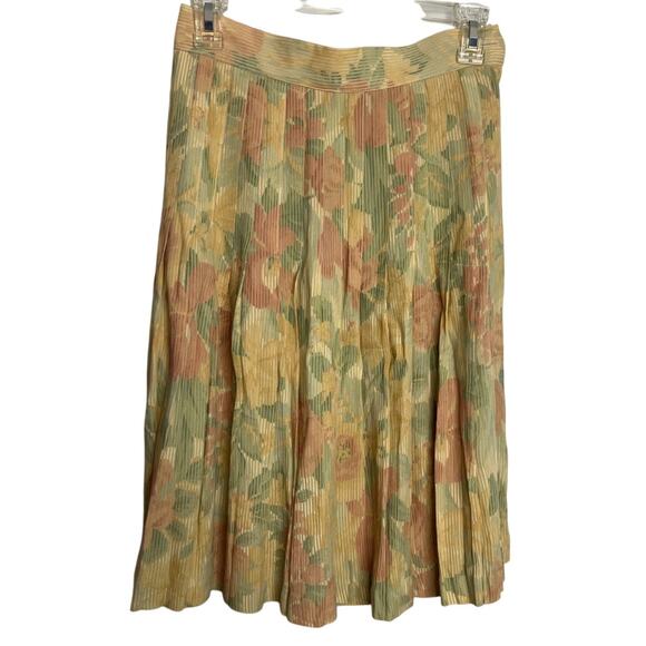 Vintage Concepts Floral Pleated Midi Skirt Women Sz 4 - Picture 1 of 14